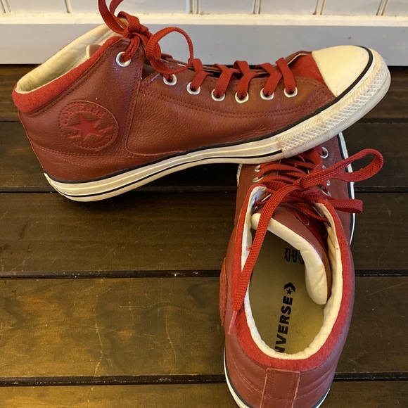 Men's Red Leather Converse Size 11 - Picture 2 of 4